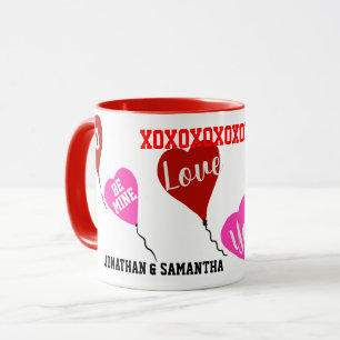 Valentijn Sweetheart Namen Red Pink Hearts Mok