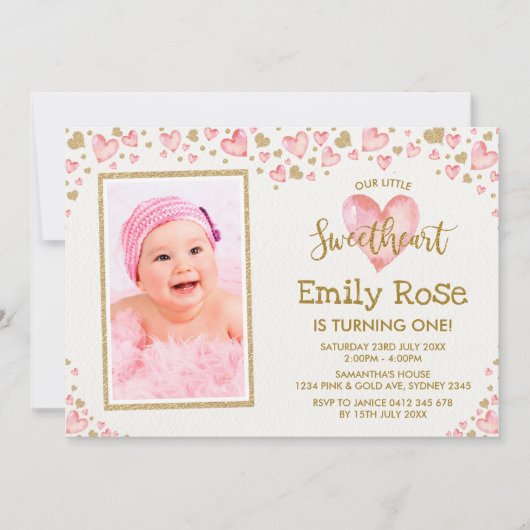 Valentijn Sweetheart Verjaardagsuitnodiging ELKE L Kaart (Voorkant)