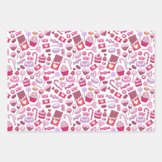 Valentijn Sweets Love Inpakpapier Vel (Voorkant)