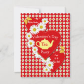 Valentijn Tea Party Daisies Small Invitation Kaart (Voorkant)