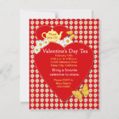 Valentijn Tea Party Daisies Small Invitation Kaart (Achterkant)