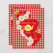 Valentijn Tea Party Daisies Small Invitation Kaart (Voorkant / Achterkant)