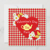 Valentijn Tea Party Daisies Uitnodiging (Voorkant)