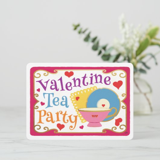 Valentijn Tea Party Kaart (Staand voorkant)