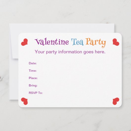 Valentijn Tea Party Kaart (Achterkant)