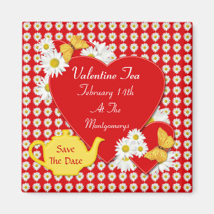 Valentijn Tea Party Save the Date Magnets Magneet