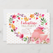 Valentijn Tea Party Uitnodiging (Voorkant)