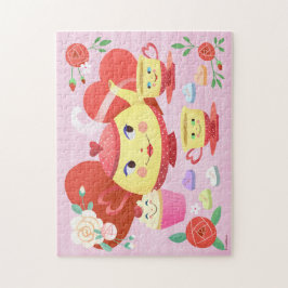 Valentijn Teapot, Teacups en Rozen met hart Legpuzzel