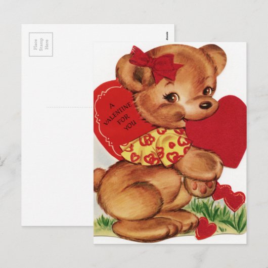 Valentijn Teddy Bear Feestdagenkaart (Voorkant / Achterkant)