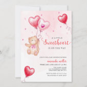 Valentijn Teddy Bear Heart Balloon Baby shower Kaart (Voorkant)