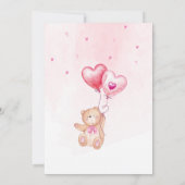 Valentijn Teddy Bear Heart Balloon Baby shower Kaart (Achterkant)