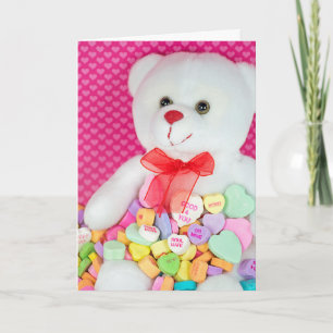Valentijn Teddy Bear in Snoep Hearts Feestdagen Kaart