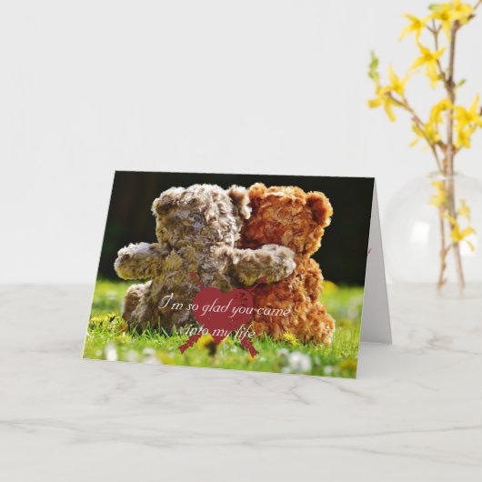 Valentijn Teddy Bears Kaart (Gele Bloem)