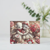 Valentijn teddyberen briefkaart (Staand voorkant)