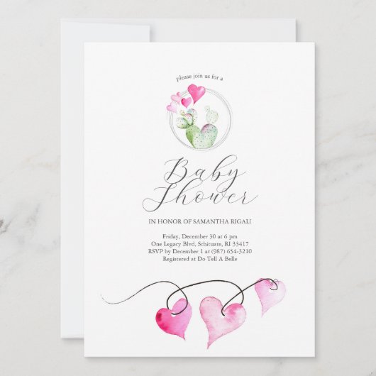 Valentijn thema babyshower uitnodigingen (Voorkant)