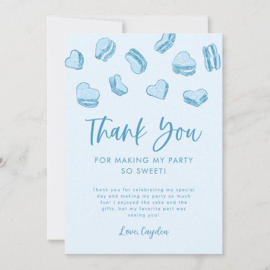 Valentijn thema Blue Hearts Verjaardagsfeest Bedankkaart (Voorkant)
