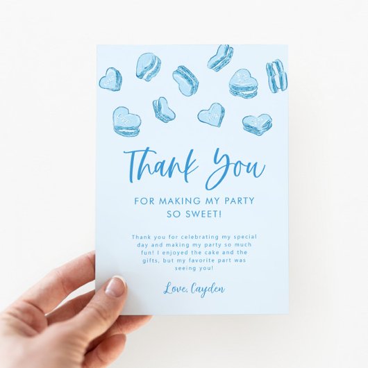 Valentijn thema Blue Hearts Verjaardagsfeest Bedankkaart