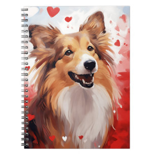 VALENTIJN THEMATISCHE SHETLAND SHEEPDOG MET HARTEN NOTITIEBOEK