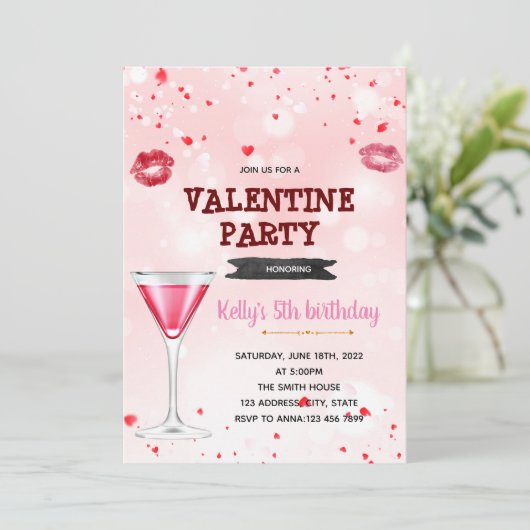 Valentijn-themauitnodiging Kaart (Staand voorkant)