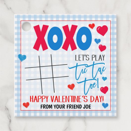 Valentijn Tic Tac Toe Gift Label (Voorkant)