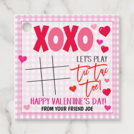 Valentijn Tic Tac Toe Gift Label (Voorkant)