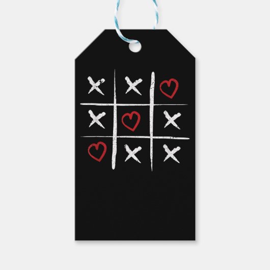 Valentijn Tic Tac Toe Hearts Valentijnsdag Valent Cadeaulabel (Voorkant)