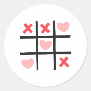 Valentijn Tic Tac Toe Ronde Sticker