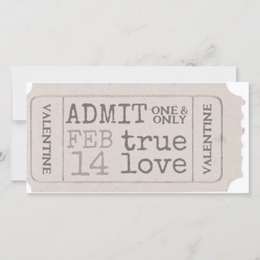  Valentijn Ticket True Love Geef één zoete Feestdagenkaart (Voorkant)