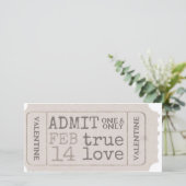  Valentijn Ticket True Love Geef één zoete Feestdagenkaart (Staand voorkant)