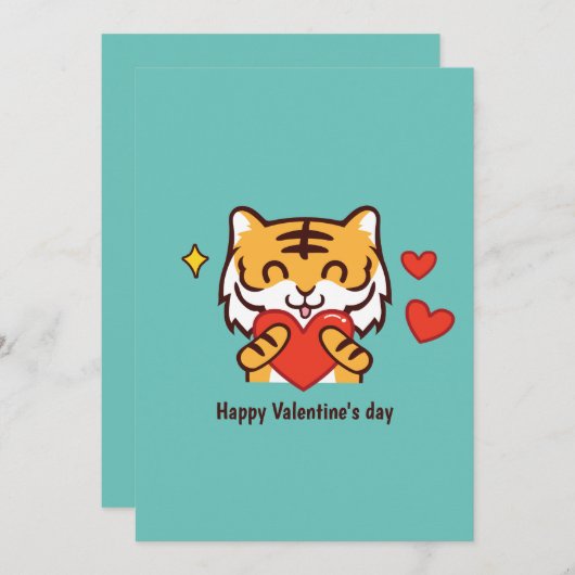 Valentijn tijgerhart feestdagenkaart (Voorkant / Achterkant)