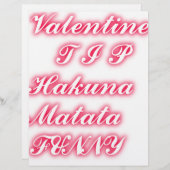 Valentijn Tip: Hakuna Matata Grappige Tekst Kunst  (Voorkant / Achterkant)