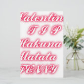 Valentijn Tip: Hakuna Matata Grappige Tekst Kunst  Briefpapier (Staand voorkant)
