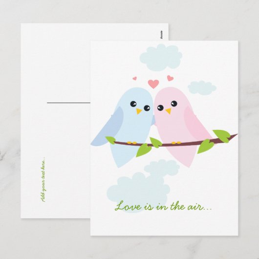 Valentijn Tortelduifjes Briefkaart (Voorkant / Achterkant)