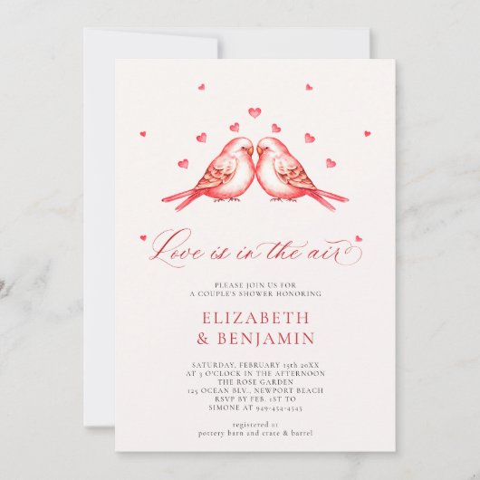 Valentijn Tortelduifjes Harten Paar Vrijgezellenfe Kaart (Voorkant)