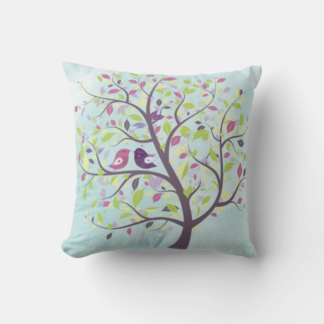 Valentijn  Tortelduifjes Kussen (Voorkant)