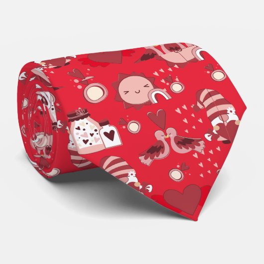 Valentijn Tortelduifjes Stropdas (Opgerold)
