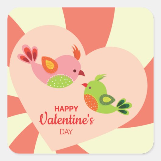 Valentijn Tortelduifjes Vierkante Sticker (Voorkant)