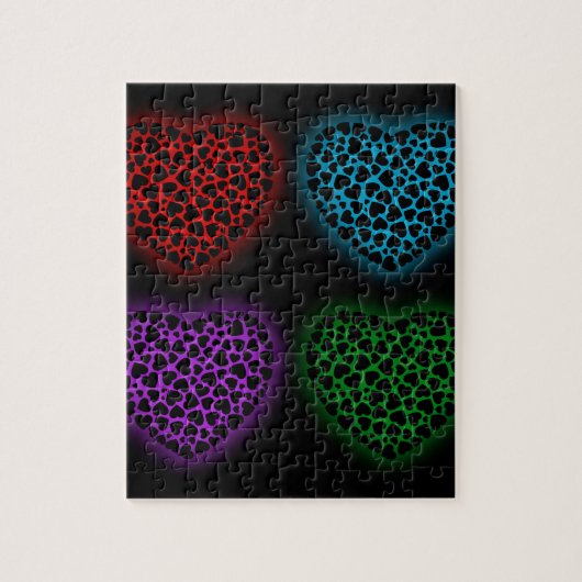 Valentijn trekt in het donker aan het gloeien legpuzzel (Verticaal)