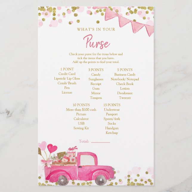 Valentijn Truck Lieverd wat er in je tas zit (Voorkant)