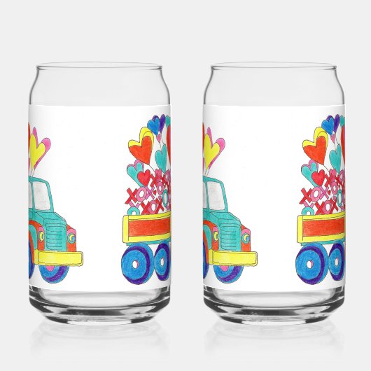 Valentijn Truck Soda Glass Blikvorm Glas (Rechts)