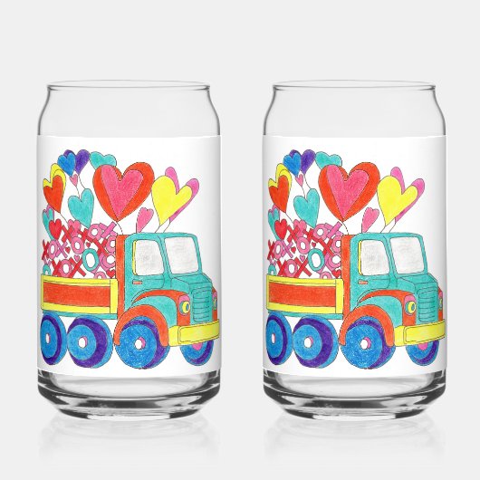 Valentijn Truck Soda Glass Blikvorm Glas (Achterkant)