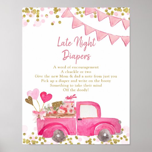 Valentijn Truck Sweeat Late Night Diaper Poster (Voorkant)