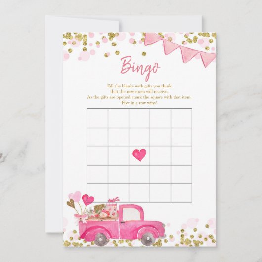 Valentijn Truck SweeBaby Bingo Game Kaart (Voorkant)