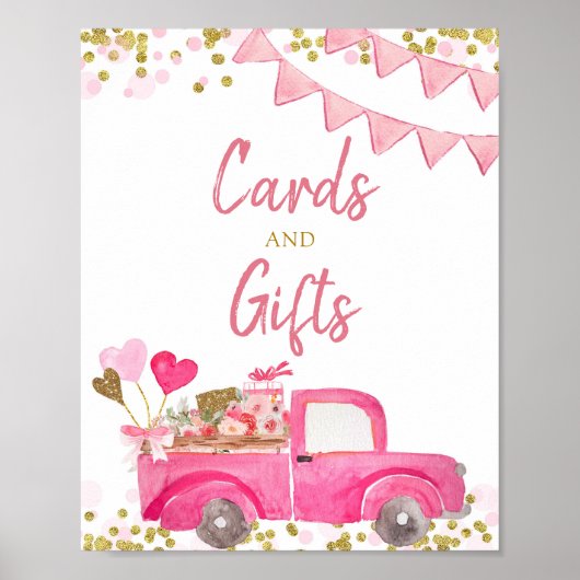 Valentijn Truck SweeBaby Kaarten en cadeaubord Poster (Voorkant)