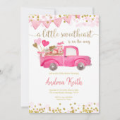 Valentijn Truck Sweeite Baby shower Invitation Kaart (Voorkant)