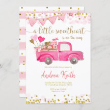 Valentijn Truck Sweeite Baby shower Invitation