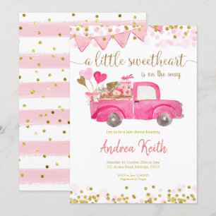 Valentijn Truck Sweeite Baby shower Invitation Kaart
