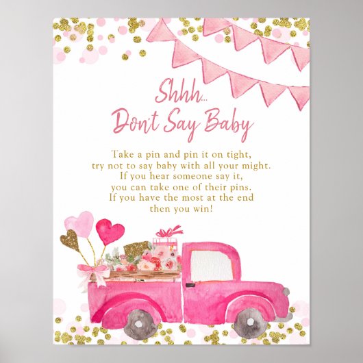 Valentijn Truck SweeLieverd Zeg geen Baby Poster (Voorkant)
