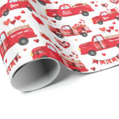 Valentijn Trucks op White Cadeaupapier (Rol Hoek)