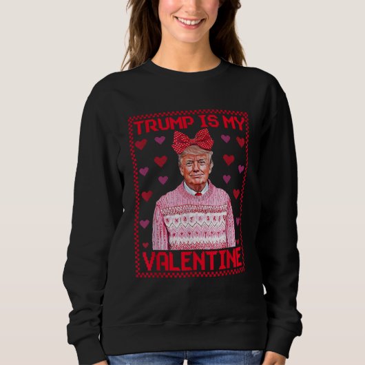 Valentijn Trump is mijn Valentijn Coquette Bow Hea Trui (Voorkant)